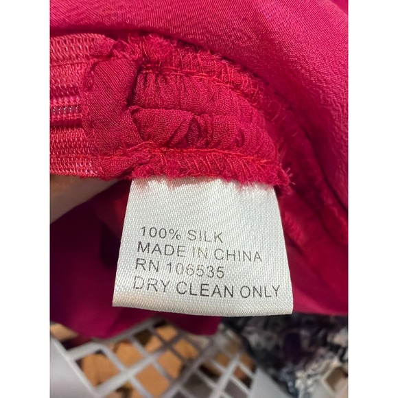 Madison Marcus Pink Silk Layered Pleated Frayed Edge Dress V-Neck Sleeveless - Picture 11 of 11